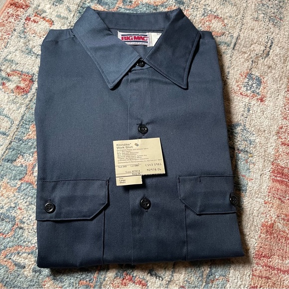 New with Tags Deadstock Vintage Big Mac Klondike Work Shirt Long Sleeved Navy L - Picture 1 of 5
